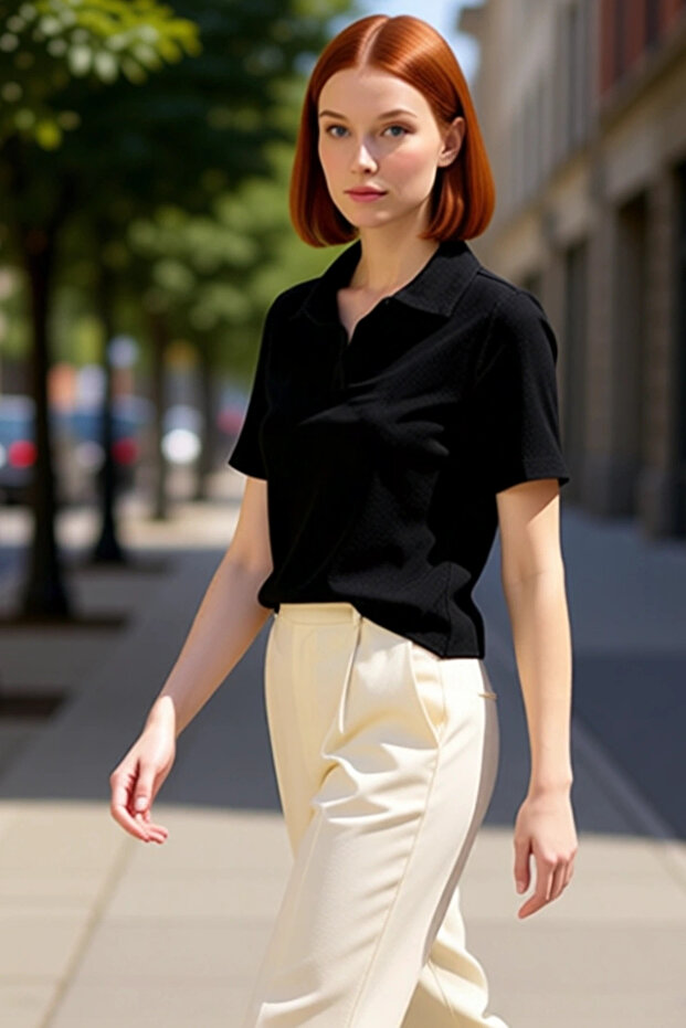 Women's Polo Neck Regular Fit Short Sleeve Wrinkle-Free Knitted Blouse All-Day Comfort and Elegance Functional