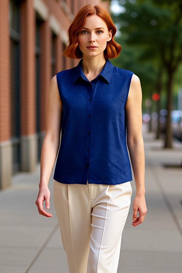Women's Sleeveless Shirt Linen Look Woven Functional Durable Quality Comfortable Aesthetic