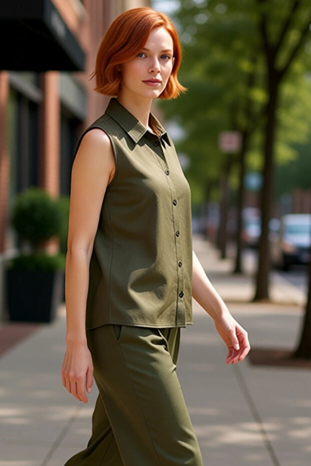 Women's Sleeveless Shirt Linen Look Woven Functional Durable Quality Comfortable Aesthetic