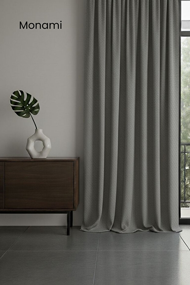 Luxury First-Class Honeycomb Velvet Textured Gray Island Floor Curtain