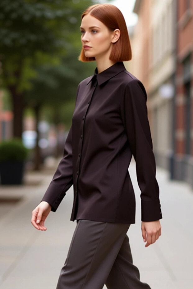 Suede Textured Regular Fit Long Sleeve Shirt Model to Complete Women's Everyday Chic
