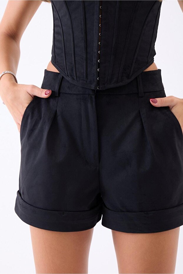 Fame Kadın Double Paça Süet Şort - 2