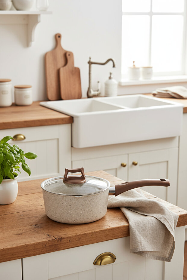 Marcel 13 Parça Granit Tencere Seti Krem - 5