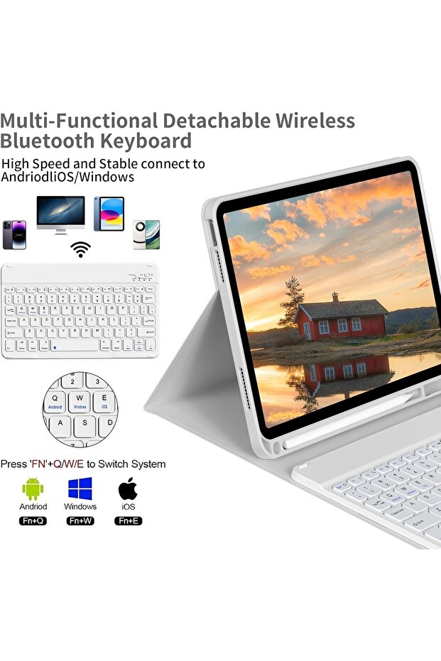 iPad 11Th Generation A16 2025 / 10Th Generation 10.9 Compatible Tablet Case with Keyboard Wireless Bluetooth Pen Compartment - 5