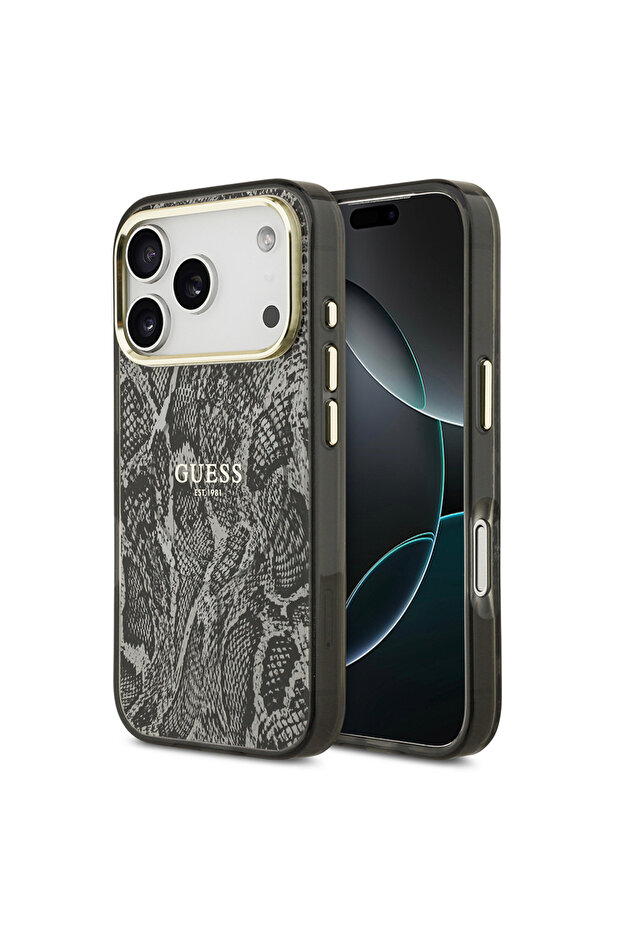 iPhone 17 Pro Compatible Case Licensed M-Safe Featured Python Pattern Cover with Text Logo Black - 1