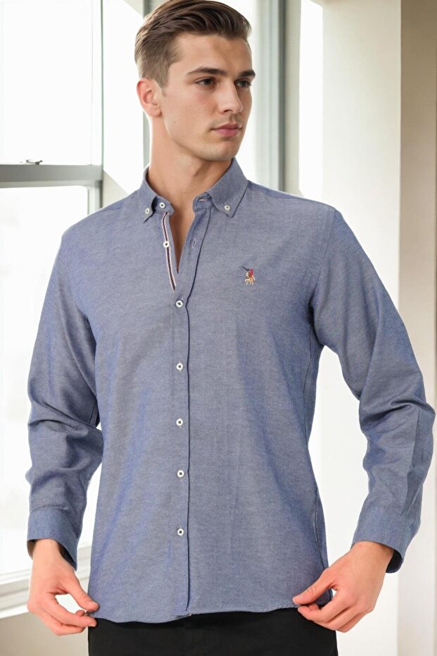 Buttoned Collar Modern Men's Long Sleeve Shirt – Comfortable Fit for Daily Use