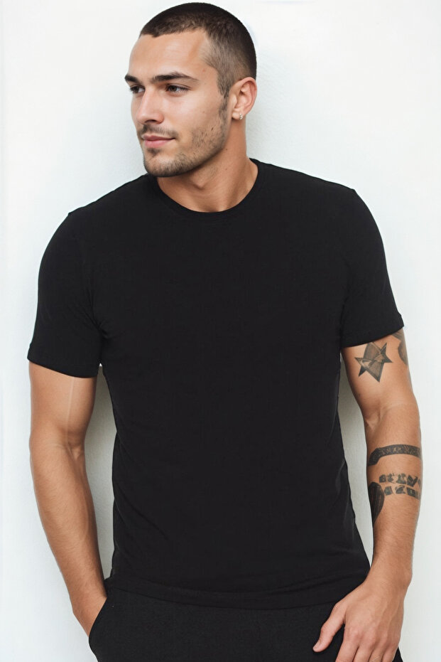Men's Round Neck T-Shirt Basic Cotton Comfortable Casual Sports Model