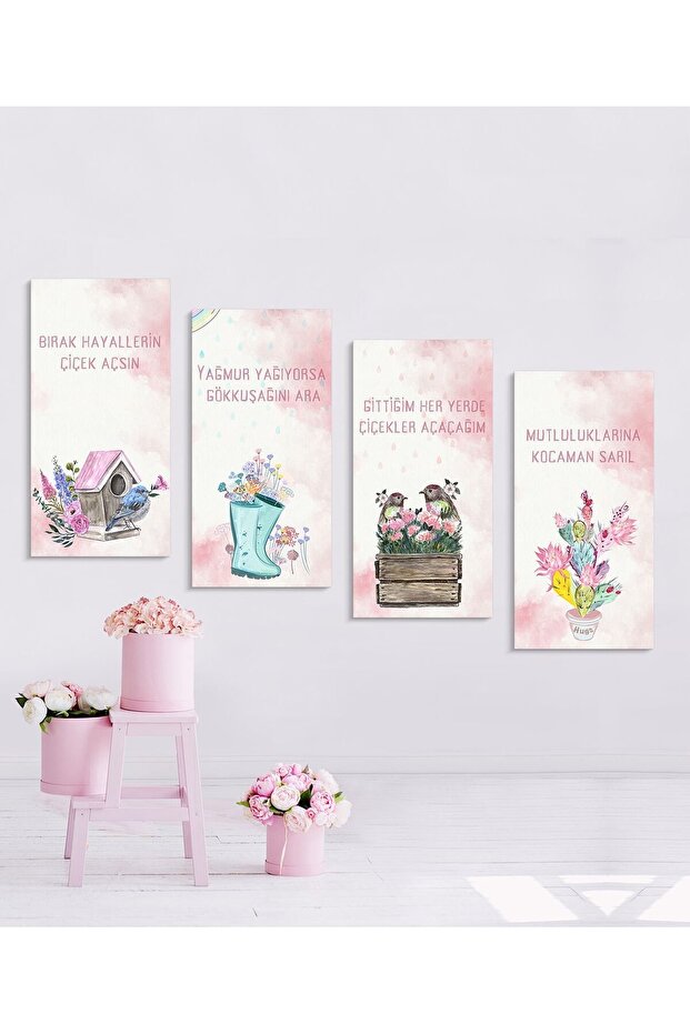 Çiçek ve Ağaç 4lü mdf tablo