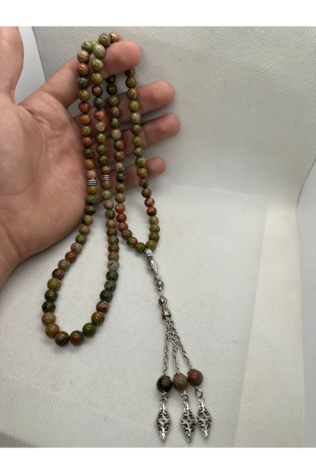 سبحة صلاة من حجر الأنكايتي الطبيعي 99 حبة بقطر 8 مم