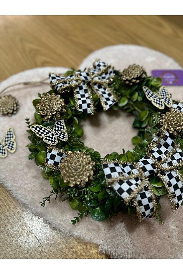 Damalı Simli Kelebek Kurdele Kapı Süsü - 4