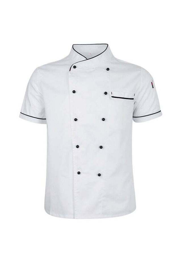 سترة طاهٍ بأكمام قصيرة - شيفون أبيض - 1