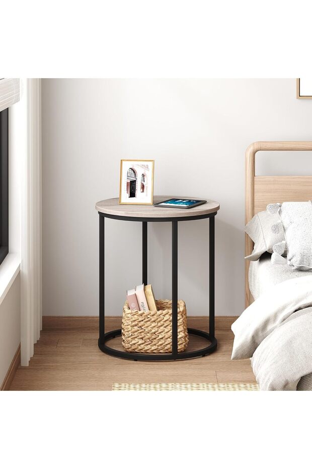 Yusong Round End Table 20" Accent Small Side Table Nightstand - Grey - 2