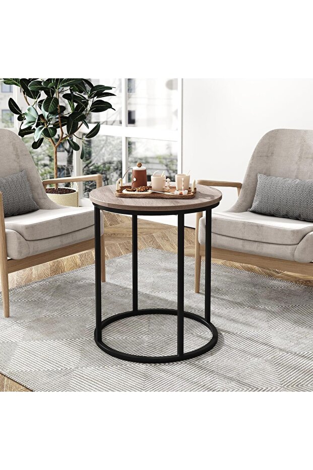 Yusong Round End Table 20" Accent Small Side Table Nightstand - Grey - 8