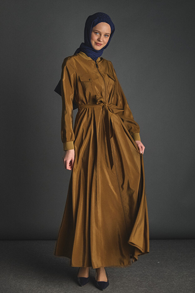 Kuşaklı Bomber Elbise - 1