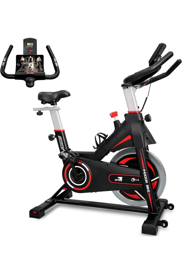 Indoor Spin Bike EM-1567, Silent Belt Drive, Bluetooth App, Adjustable Resistance