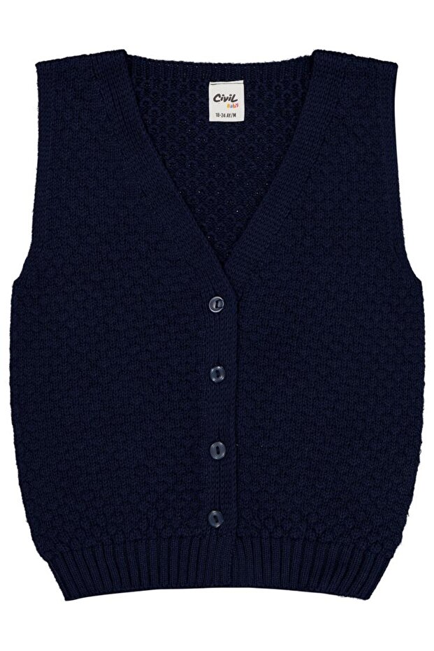 Baklava Pattern 6-18 Months Vest - Navy Blue 9-12 Months