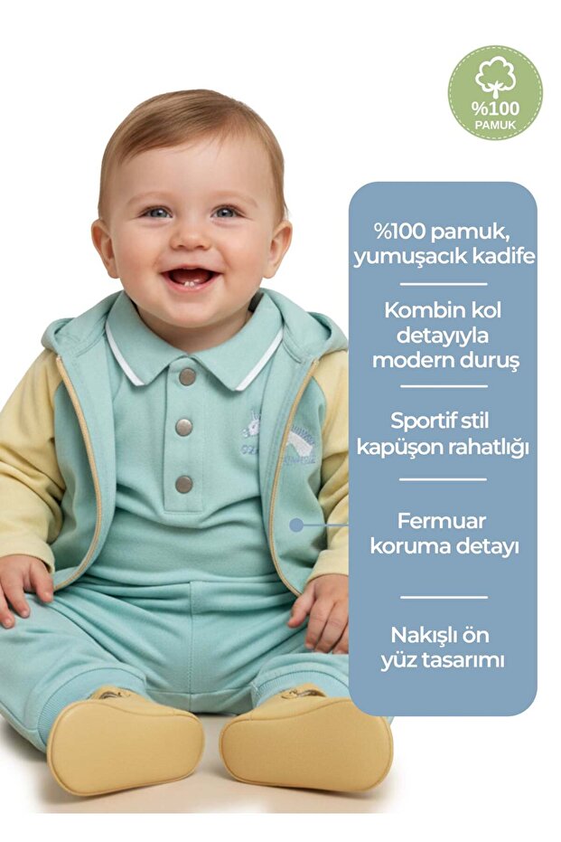 Velvet Hooded Embroidered Winter Baby Boy Jacket