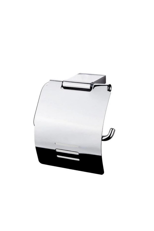 Tema Eva Series Toilet Paper Holder with Lid | Stainless Chrome Plated Bathroom Wc Paper Holder 5 Years Warranty