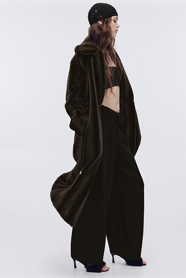 Kemerli uzun suni kürk kaban - 4