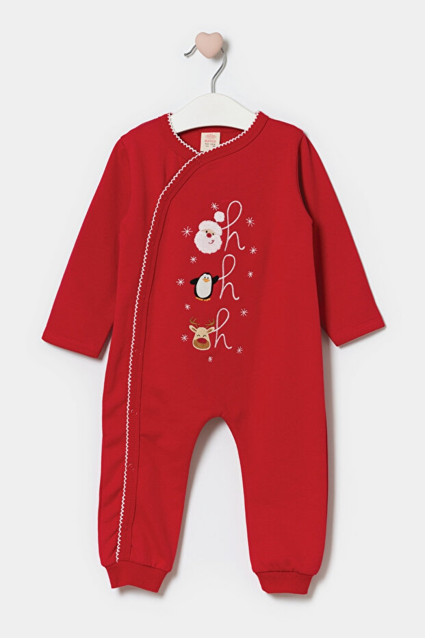 Red New Year Theme Printed Baby Girl Romper - Nixie