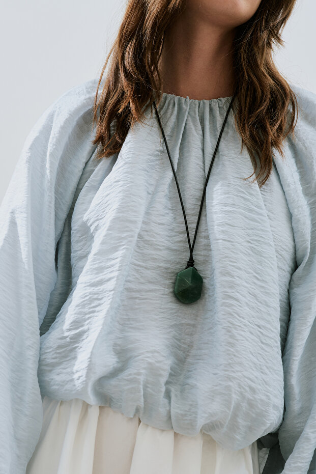 BALON FORM KISA BLUZ MAVİ - 6