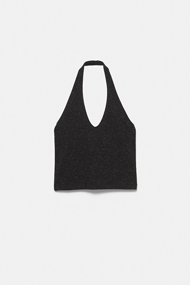 Parıltılı kumaş halter top - 6
