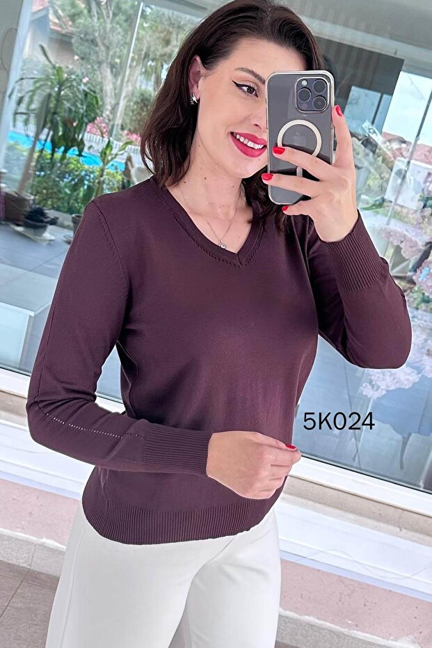 V-Neck Knitwear Blouse 5K024