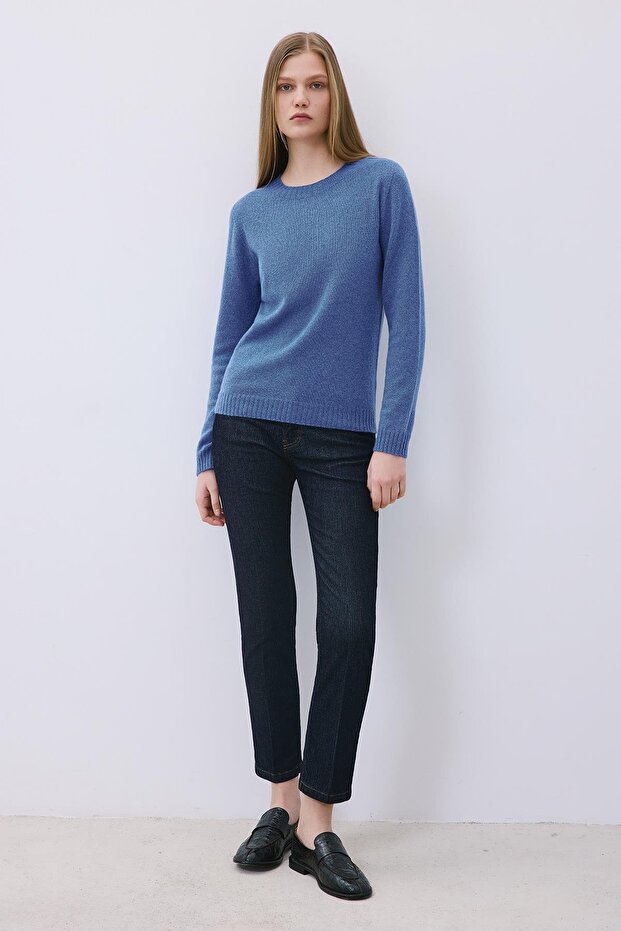 Kaşmir Basic Mavi Triko Bluz - 2