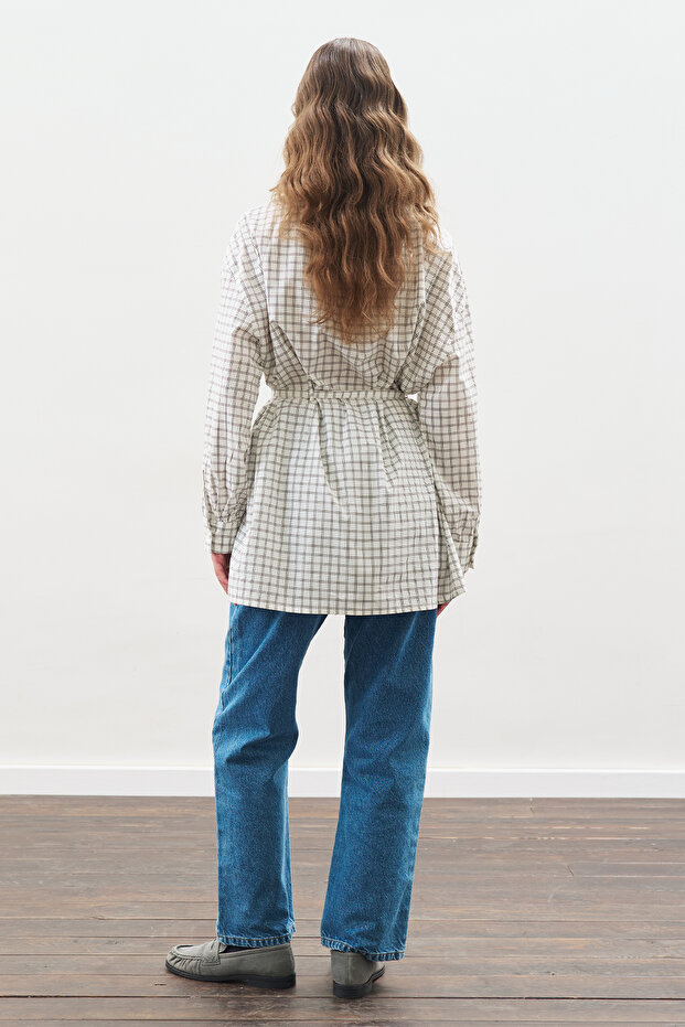 DESENLİ POPLİN TUNİK EKRU - 6