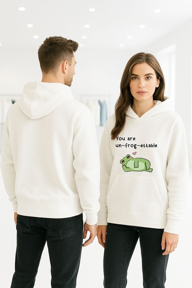 Unisex Women/Men Cotton Oversized Hooded Frog Printed Sweatshirt