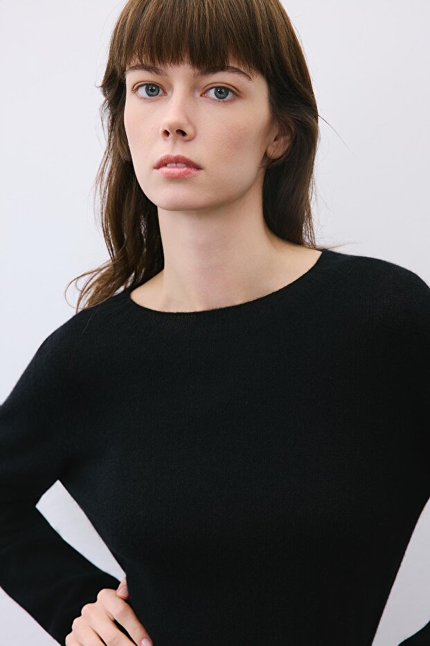 Kaşmir Basic Siyah Triko Bluz - 3