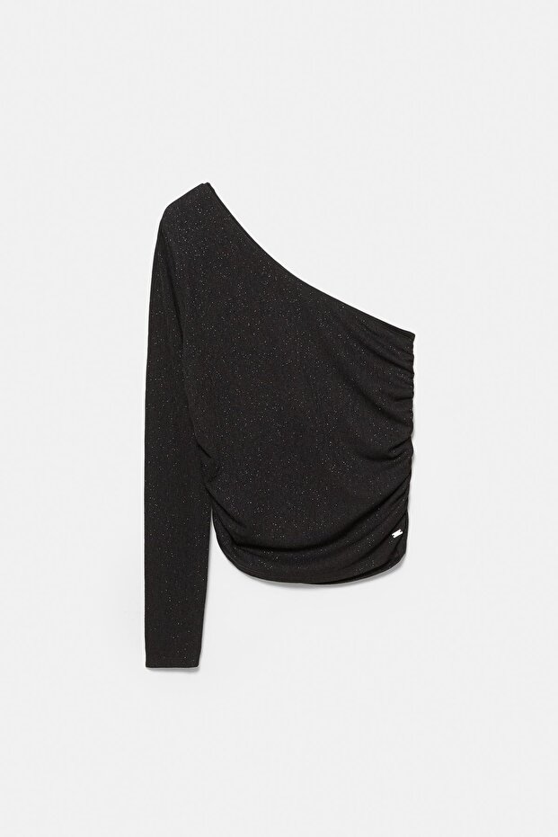 Asimetrik drapeli parlak taşlı top - 6