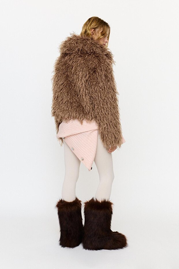 Kıvırcık suni kürk ceket - 4