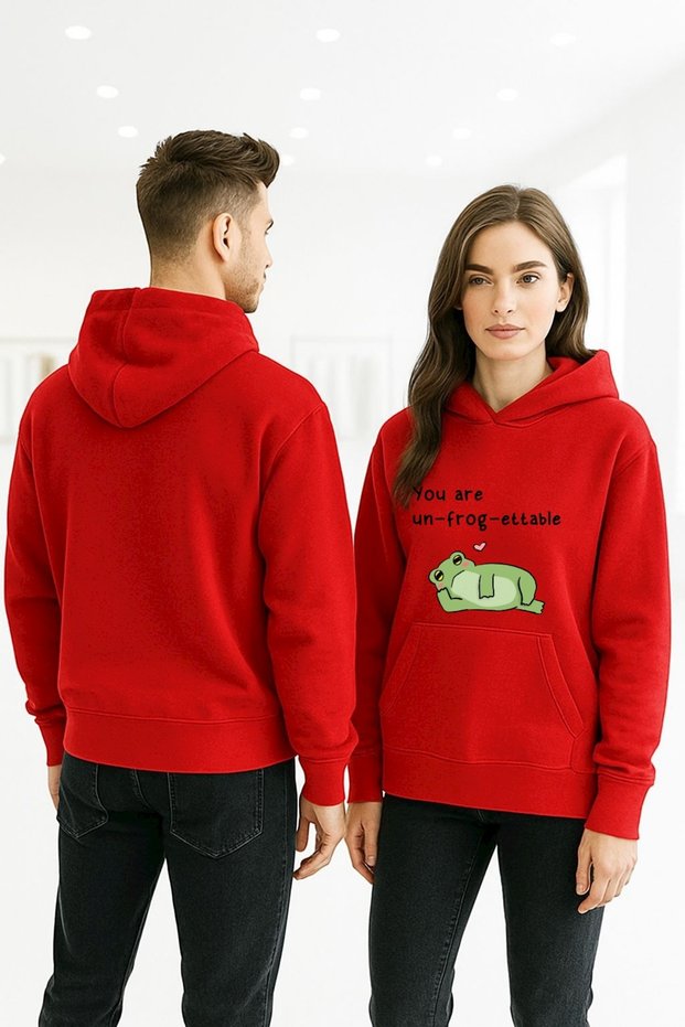 Unisex Women/Men Cotton Oversized Hooded Frog Printed Sweatshirt