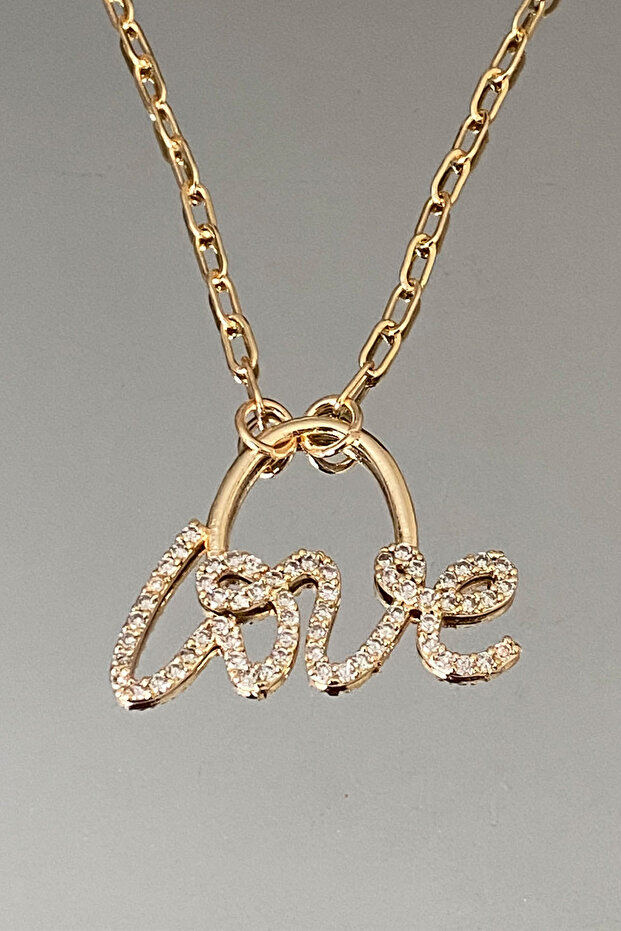 Love Written Zircon Stone Necklace