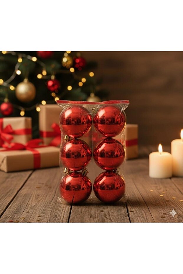 Ert-yil-25315-krmz christmas ball gold 10 cm 6 pieces opp