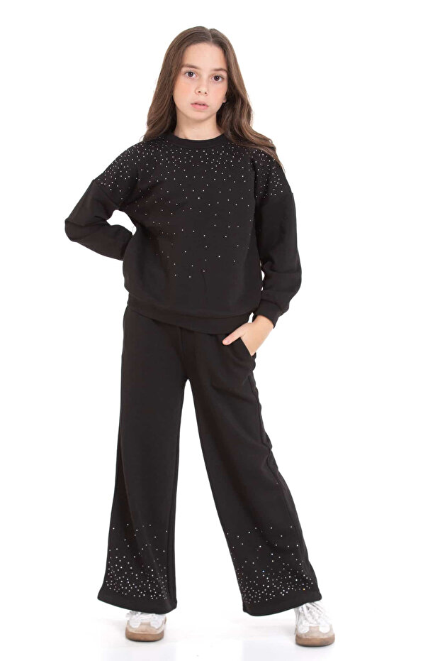 Girl's Stone Detailed -3 Threaded Bottom-Top Set 4-12 Years Old 12393