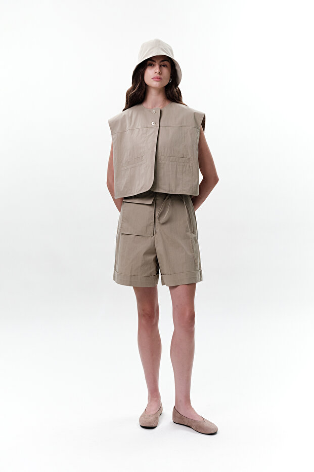 CEP DETAYLI KISA YELEK YEŞİL - 7