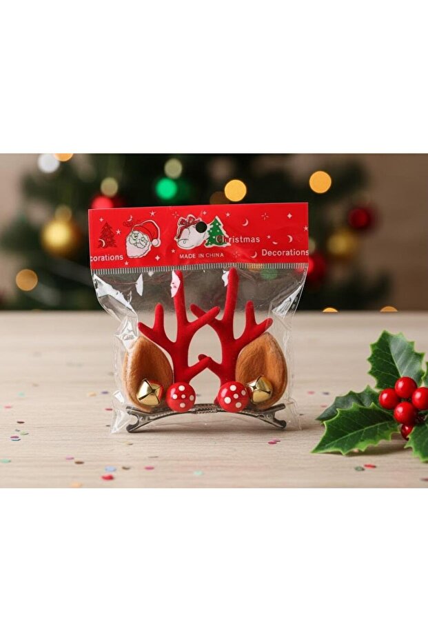 Ert-Yil-25105 New Year's Bow Tie with Deer Horn Ears 2 Pieces