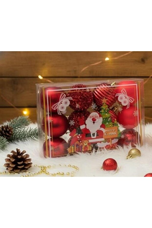Ert-Yil-25224 New Year Ball Red 6 cm 12 Pieces Pvc Boxed