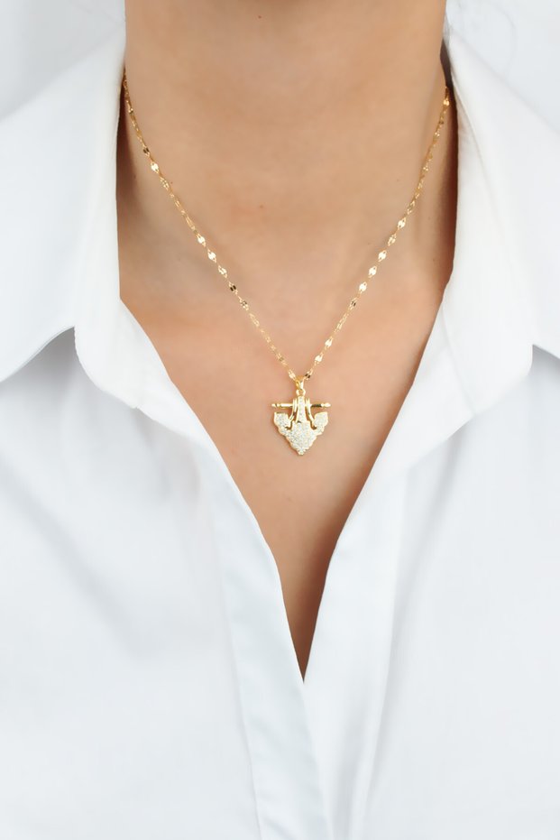 Zircon Stone Steel Necklace