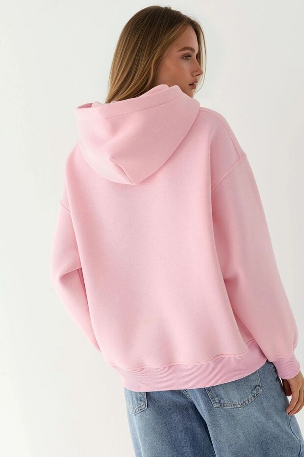 Oversize Baskılı Kapüşonlu Sweatshirt - 4