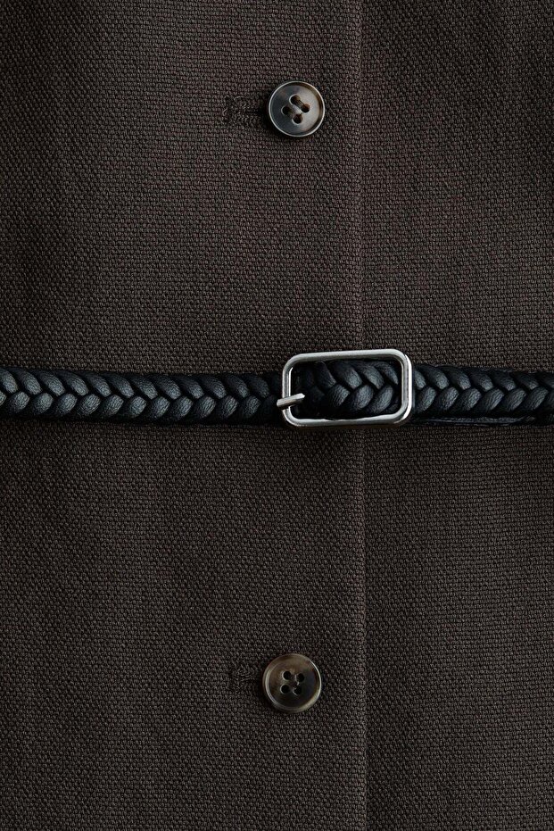 فستان بأزرار أمامية وحزام - 6