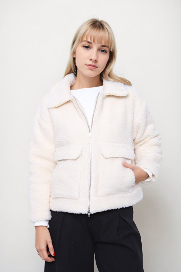 Kapak Cepli Teddy Ceket - 5