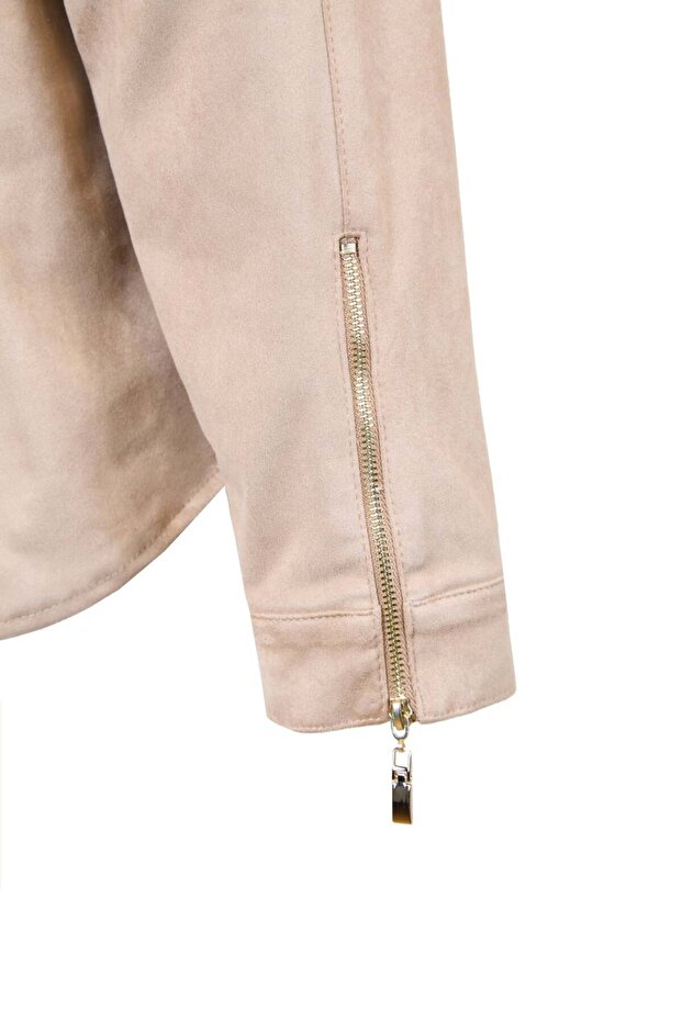 Dikiş Detaylı Süet Gömlek - 5