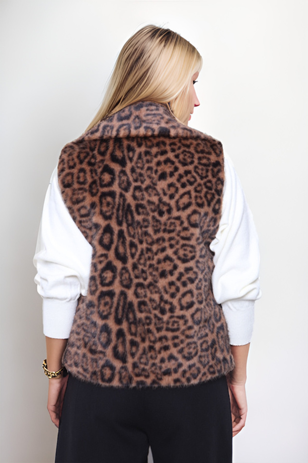 Leopar Desen Yelek - 4
