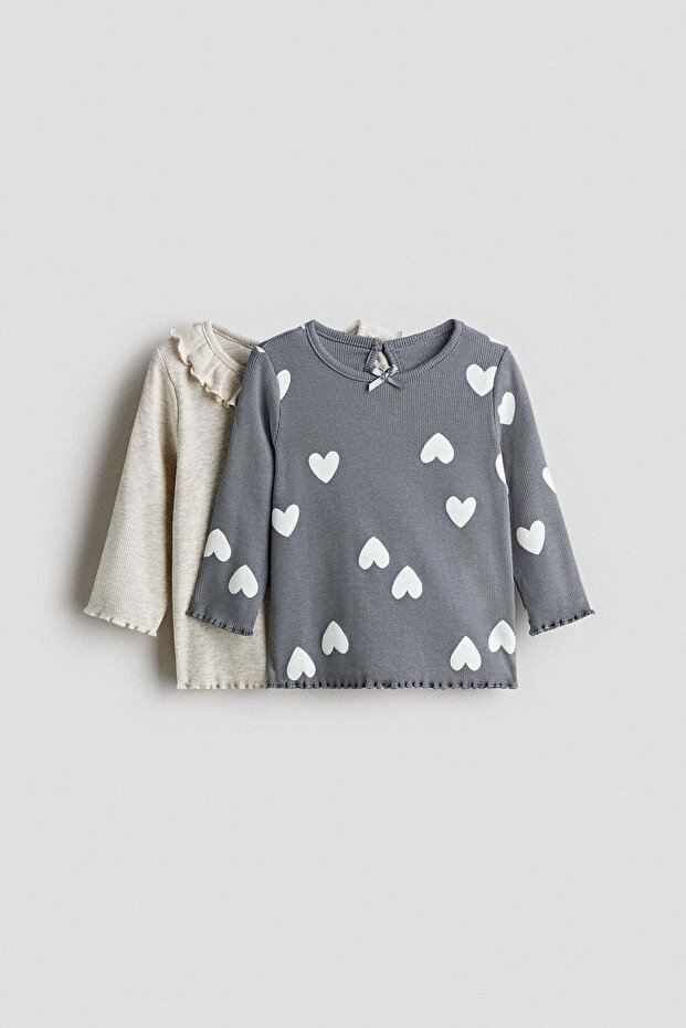 2-pack ribbed jersey tops