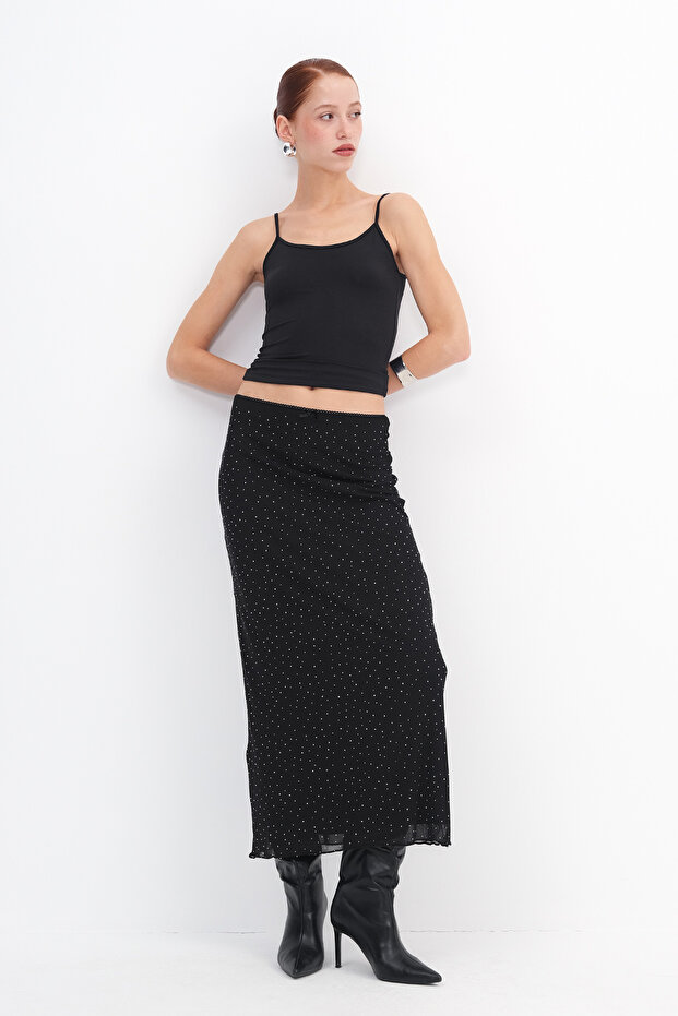 Taşlı Midi Etek E17692 - 1