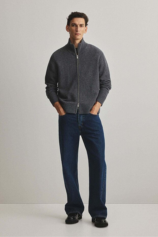 Regular Fit Wool zip-through cardigan