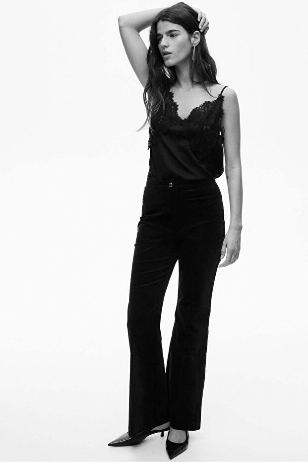 Flared velvet trousers
